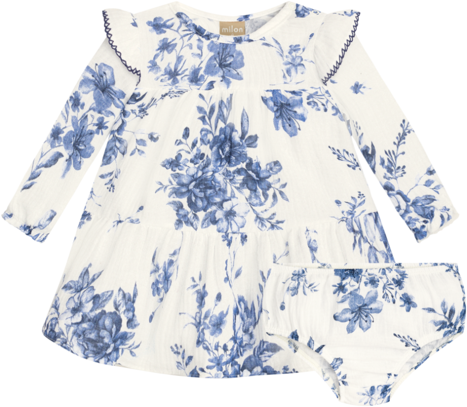Milon Baby Girls Blue/Navy Dress w/Bloomer 510