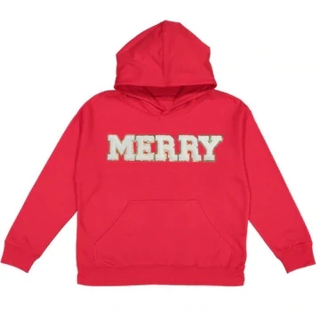 Sweet Wink Merry Patch Christmas Hoodie - Gray