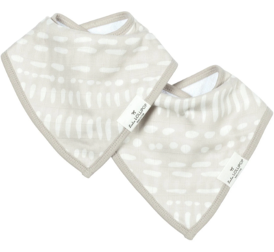 Loulou Lollipop Bandana Bib Set- Grey Mudcloth 163