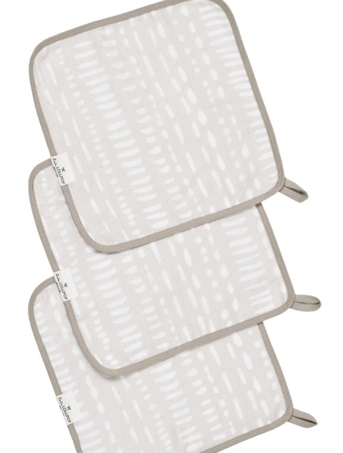 	Loulou Lollipop Washcloth 3-pieces Set - Grey Mudcloth