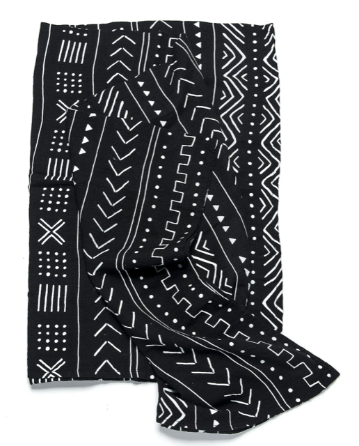 Loulou Lollipop Muslin Swaddle - Black Mudcloth*