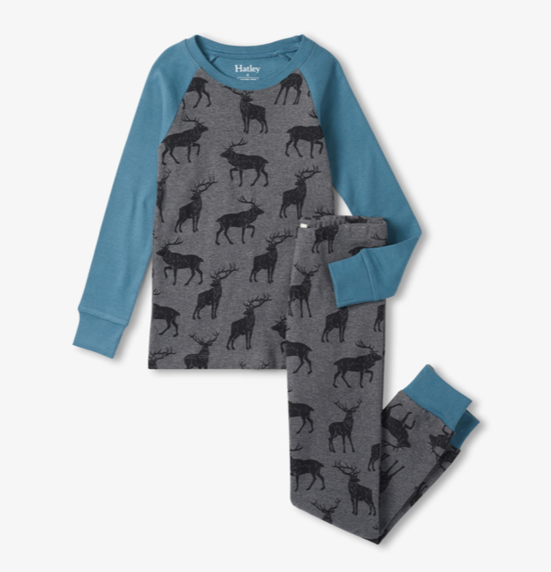 Hatley Boys Magestic Elk Raglan PJ Set 269*