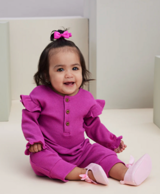 Kissy Baby Girls Mini Waffle Mauve Playsuit 640I*