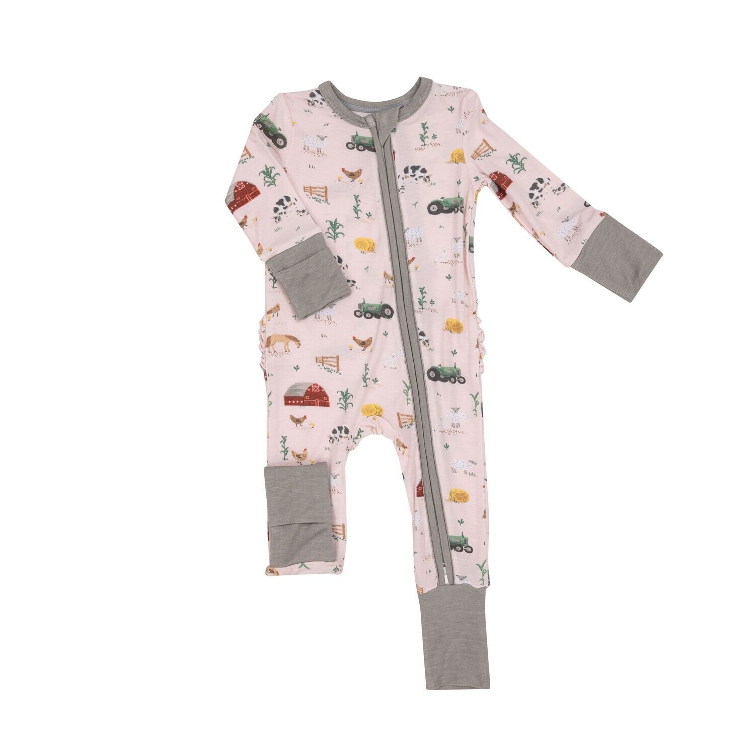 Angel Dear Big Red Barn Ruffle Zip Pink Romper*