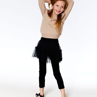 Deux Par Deux Girl Tulle Skirt Leggings Black G81*