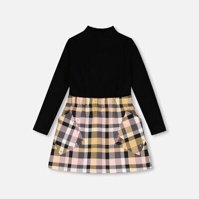 Deux Par Deux Girls Pink Plaid Dress J90*
