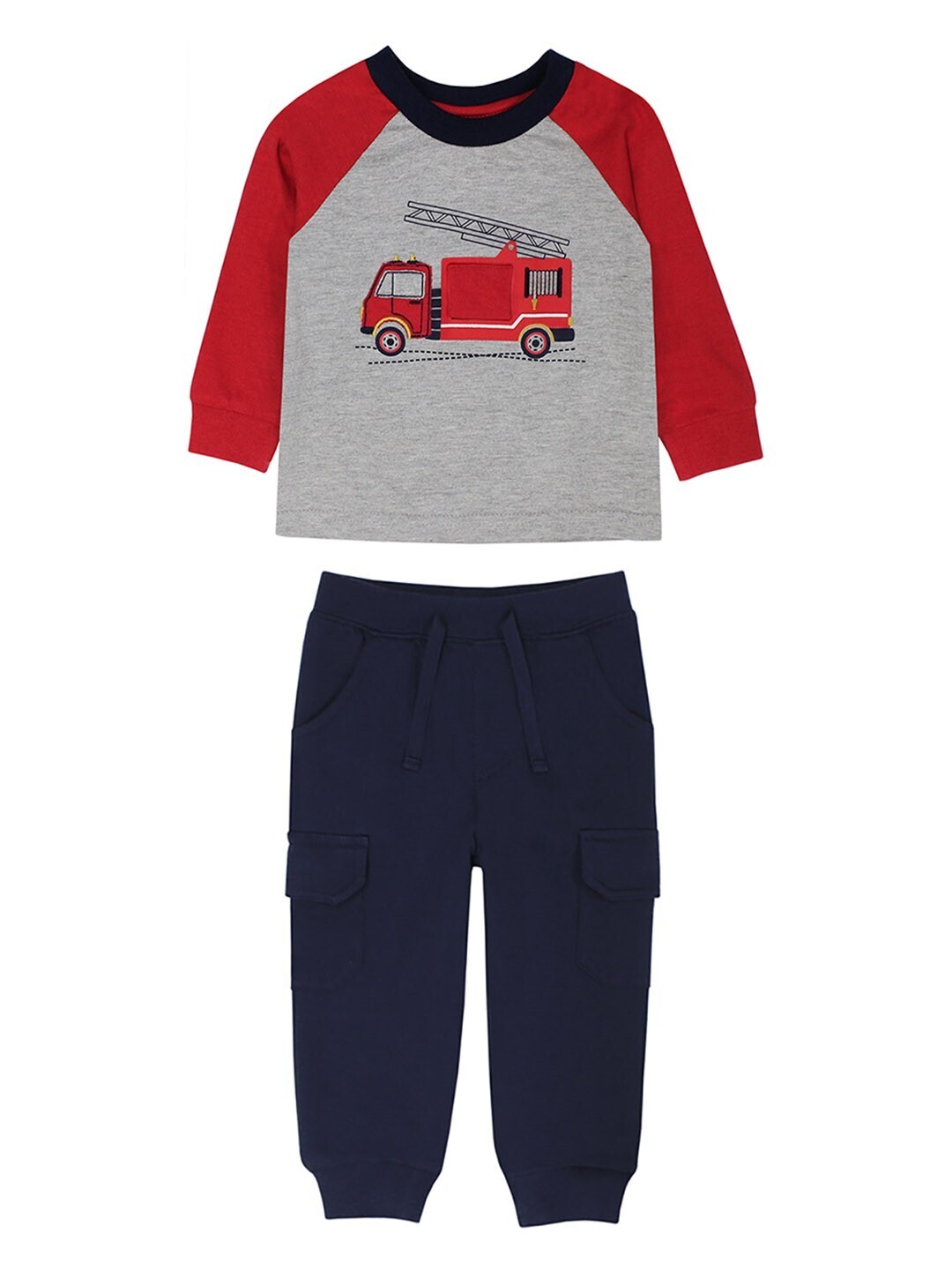 Minibamba Fire Engine Shirt W/ Navy Pant 17082*