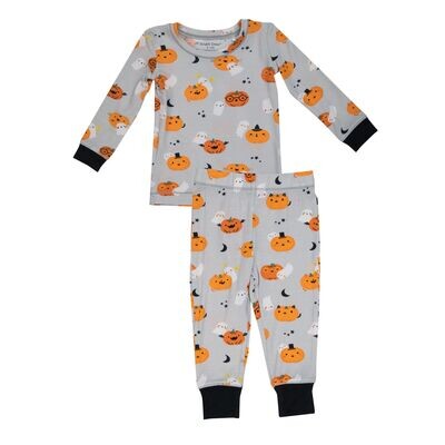 Angel Dear Pumpkins &amp; Ghosts Grey L/S PJ Set* 