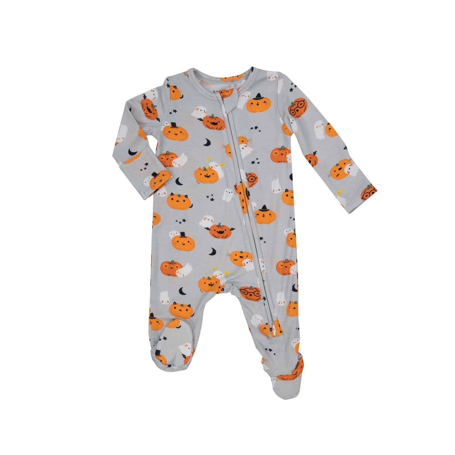 Angel Dear Pumpkins &amp; Ghosts 2way Zip Grey Footie*