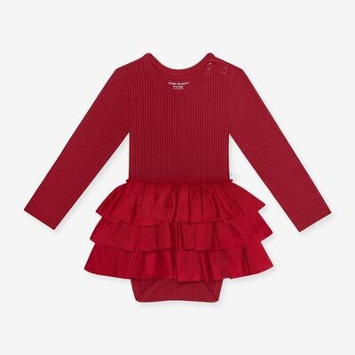 Posh Peanut Baby Girl Dk Red Tulle Skirt Bodysuit 