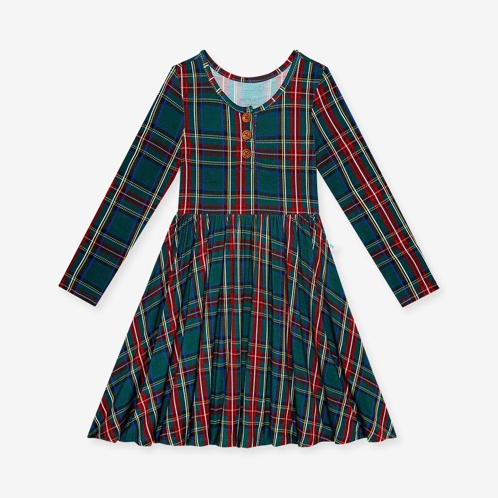 Posh Peanut Girls Tartan Plaid Henley Twirl Dress*