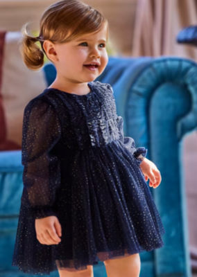 Abel &amp; Lula Baby Girls Navy Shimmer Dress 5510*