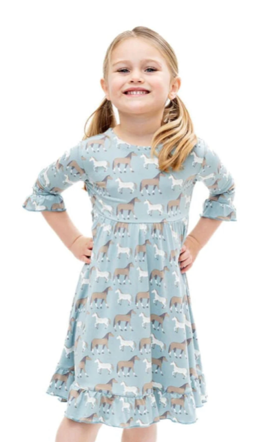 Sweet Bamboo Girls Ponies Please Sweetheart Dress*