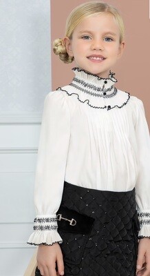 Abel &amp; Lula Girls Off White Viscose Blouse 5659*