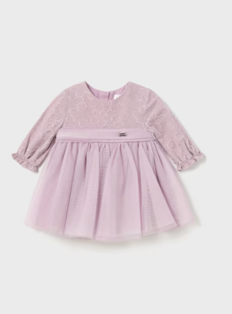 Mayoral Baby Girls Mauve Lurex Tulle Dress 2855*