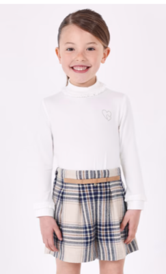 Mayoral Girls Navy Plaid Shorts 4214*