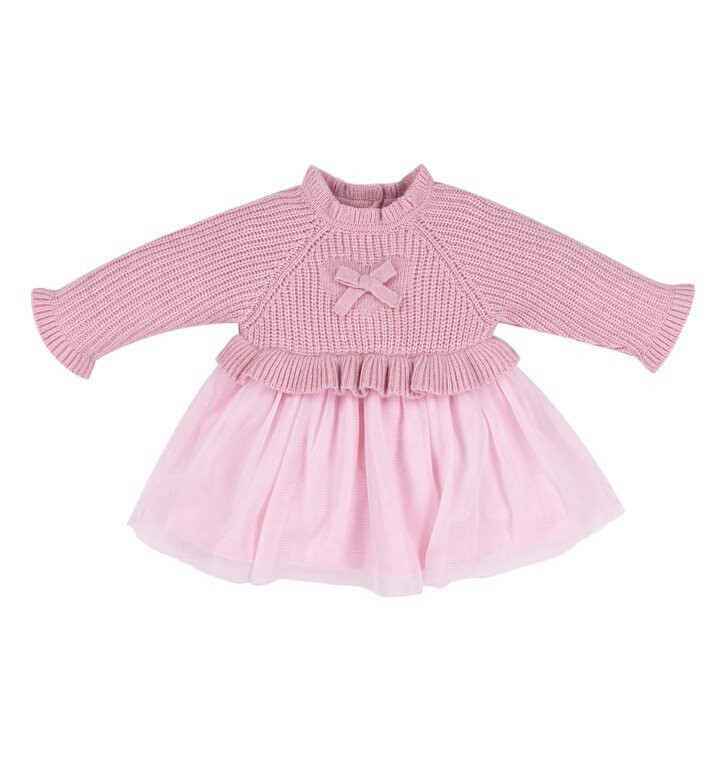 EMC Baby Girl Fleece Knit Dress w/Tulle 7348*