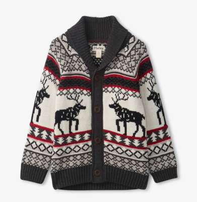 Hatley Boys Holiday Elk Shawl Collar Cardigan 645*
