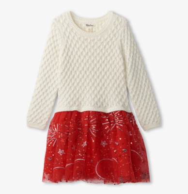 Hatley Girls Red Sparkle Sweater Tulle Dress 563*