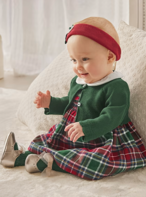 Mayoral Baby Girls S/S Plaid Smocked Dress 2864*