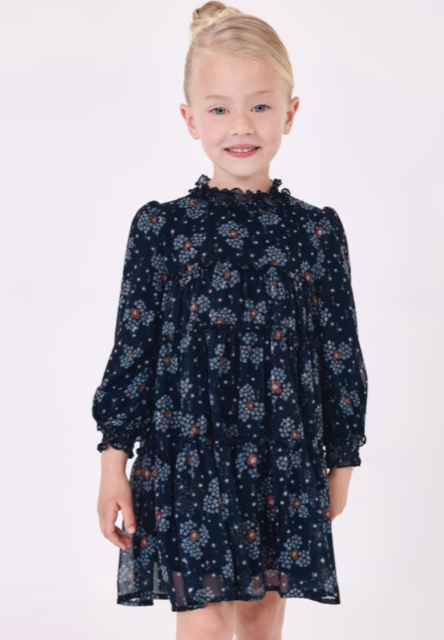 Mayoral Girls Navy Printed Dress 4920*