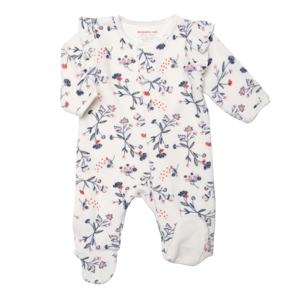 Magnetic Me Baby Girls Autumn Velour Footie