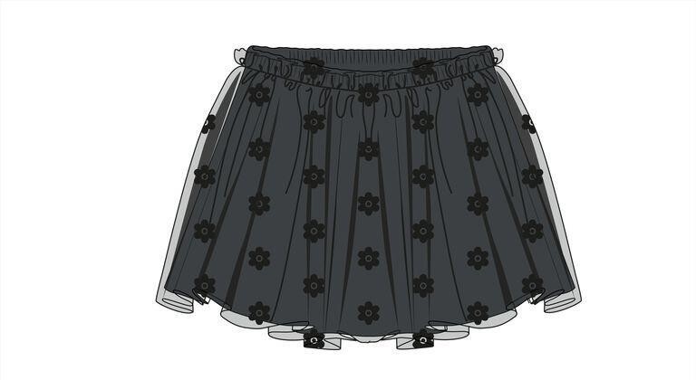 Losan Girls Black Tulle Skirt 23002