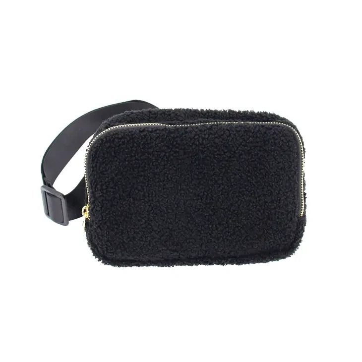 Mavi Bandz Black Sherpa Fanny Waist Pack Belt Bag*