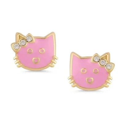 Lily Nily Pink Cat Stud Earrings 397E*