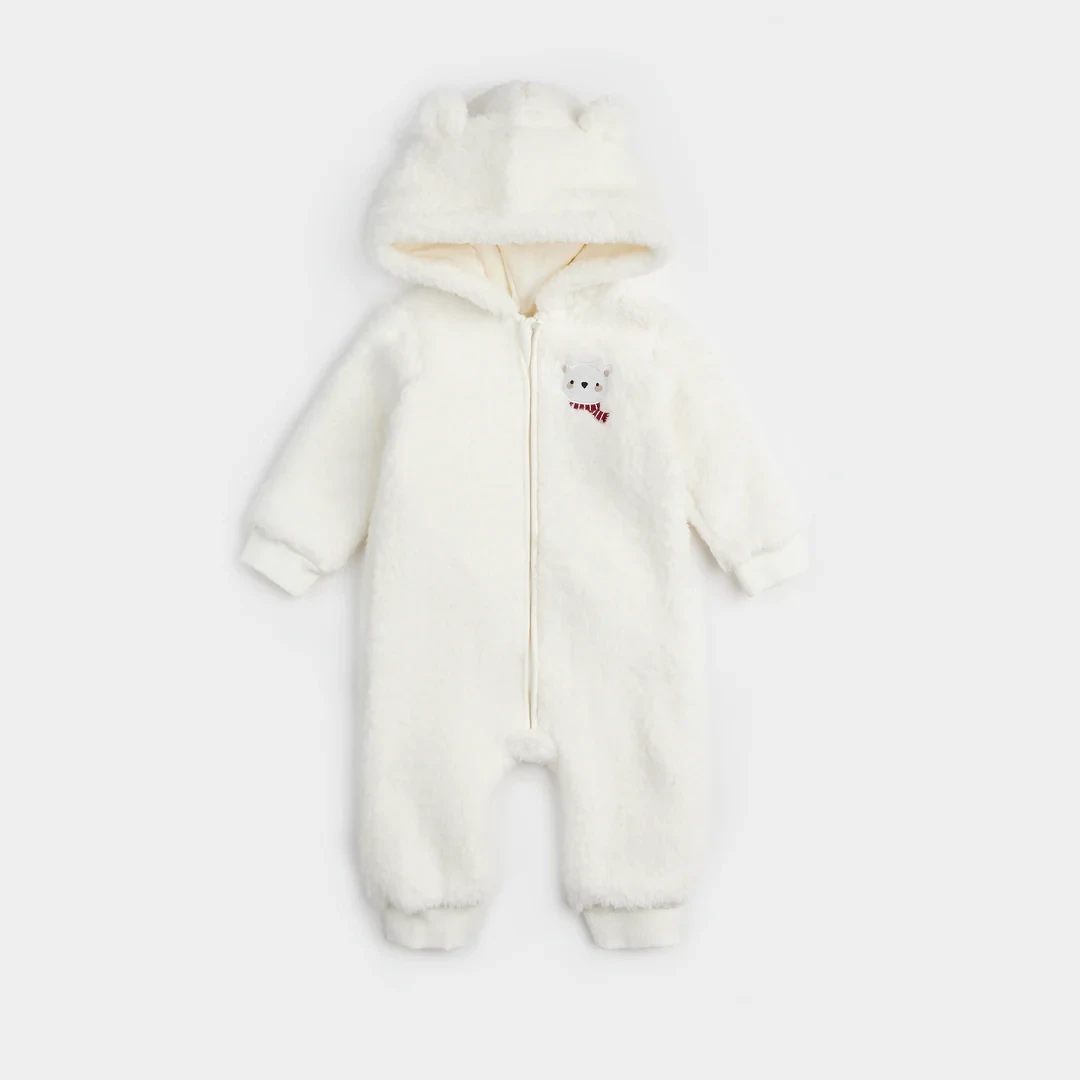 Petit Lem Baby L/S Hooded Coverall Off White N02