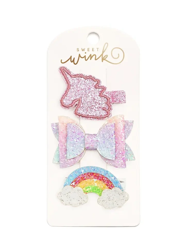 Sweet Wink Unicorn Rainbow Clip Set