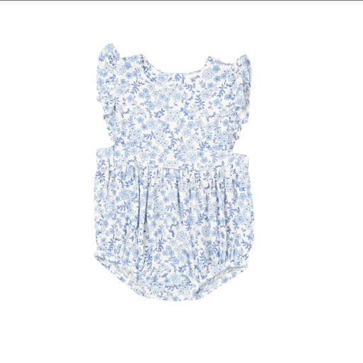 Angel Dear Baby Girl Blue Calico Floral Sunsuit