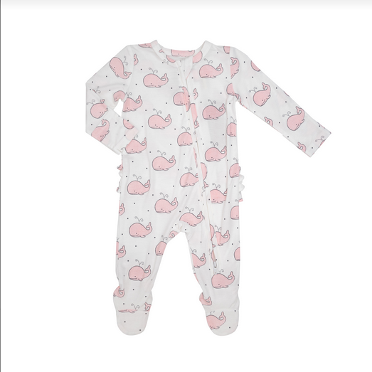 Angel Dear Baby Bubbly Whale Pink 2/way Zip Footie