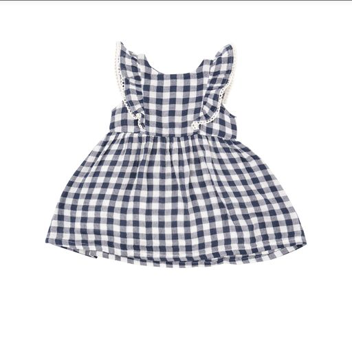 Angel Dear Girls Gingham Navy Ruffle Dress