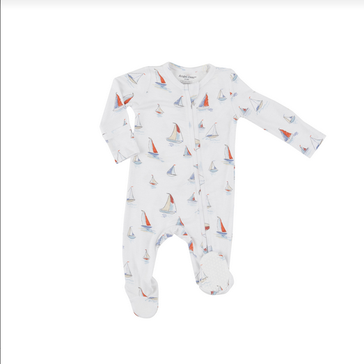 Angel Dear Baby Sketchy Sailboats 2/way Zip Footie