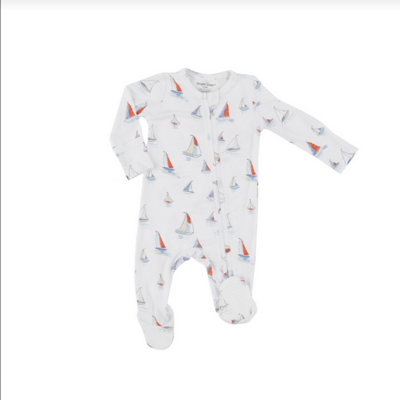 Angel Dear Baby Sketchy Sailboats 2/way Zip Footie