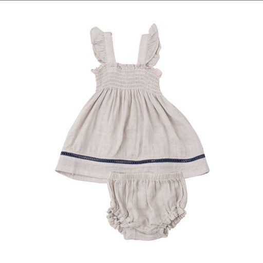 Angel Dear Baby Girl Oatmeal Muslin Ruffle Top Set