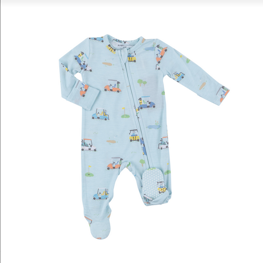 Angel Dear Baby Golf Cart Blue 2/way Zip Footie