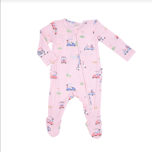 Angel Dear Baby Golf Cart Pink 2/way Zip Footie