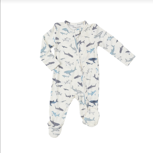 Angel Dear Baby Sharks 2/way Zip Footie