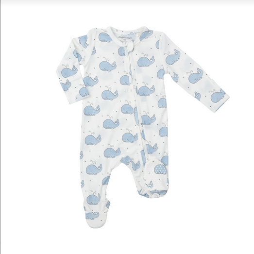 Angel Dear Baby Bubbly Whale Blue 2/way Zip Footie