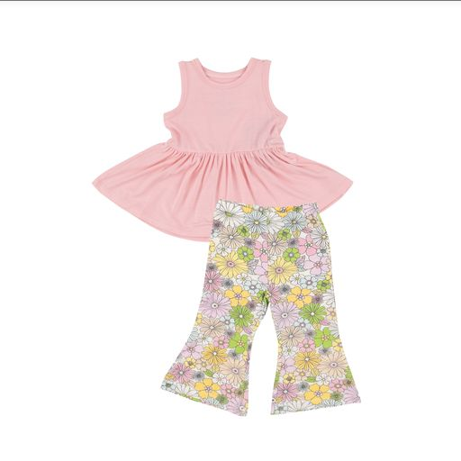 Angel Dear Girls Retro Floral Peplum Top/Shorts