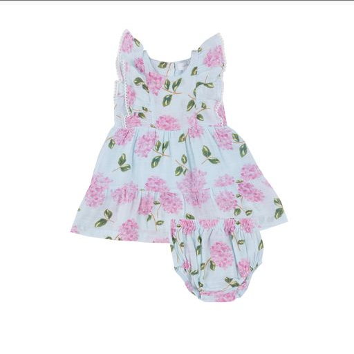 Angel Dear Girls Hydrangeas Picot Trim Dress Set