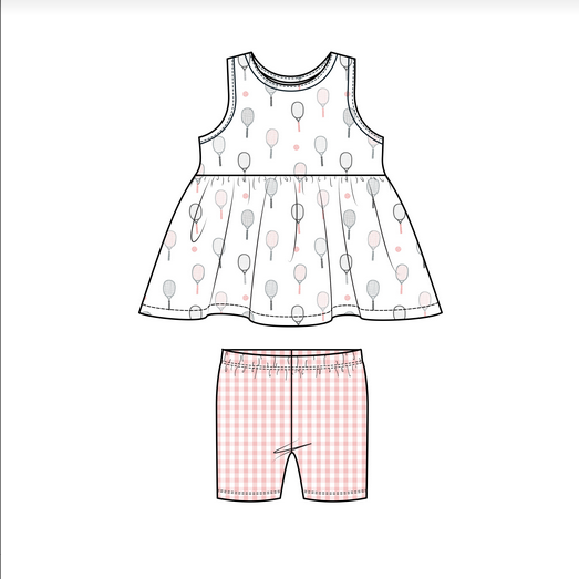 Angel Dear Girls Gingham Pink Peplum Top/Short Set
