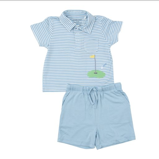 Angel Dear Boys Dream Blue Stripe Polo Shirt/Short