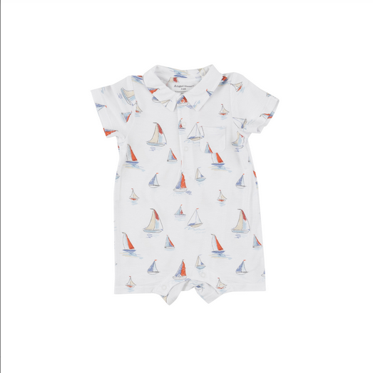 Angel Dear Baby Sketchy Sailboats Polo Shortie