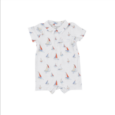 Angel Dear Baby Sketchy Sailboats Polo Shortie