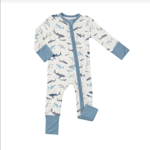 Angel Dear Baby Boys Sharks 2/way Zip Romper