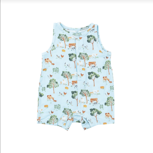 Angel Dear Baby Boys Farm Friends Shortie Romper 