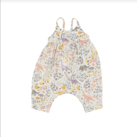 Angel Dear Baby Sweet Floral Dino Tie Back Romper